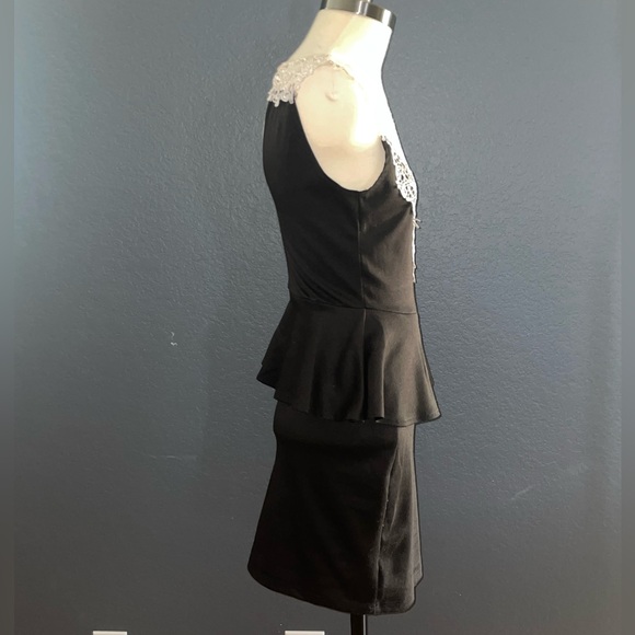 Lovely Rachel Women's Small Peplum Lace Neck Sleeveless Open Back Bodycon Black - Picture 4 of 10